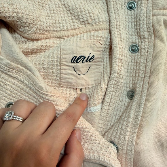 Aerie Button-Up Waffle Knit sweatshirt - Picture 2 of 3